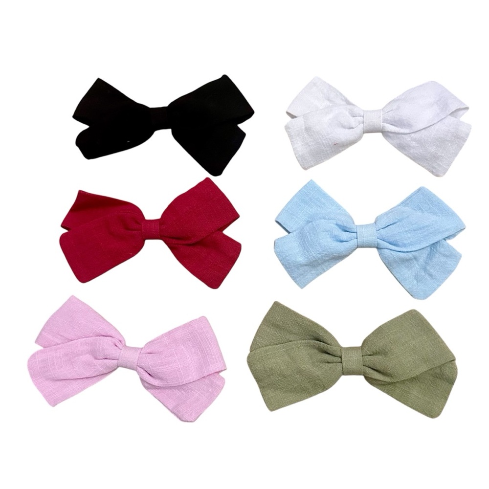 Little Me Set of 6 Linen Bow Clips